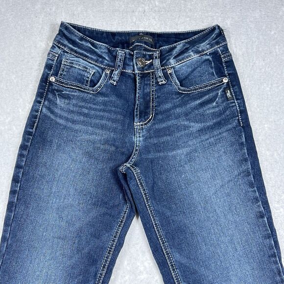 Silver Jeans Co. Women's Size W25/L31 Suki Slim Boot Cut Dark Wash Denim Jeans - Picture 3 of 13